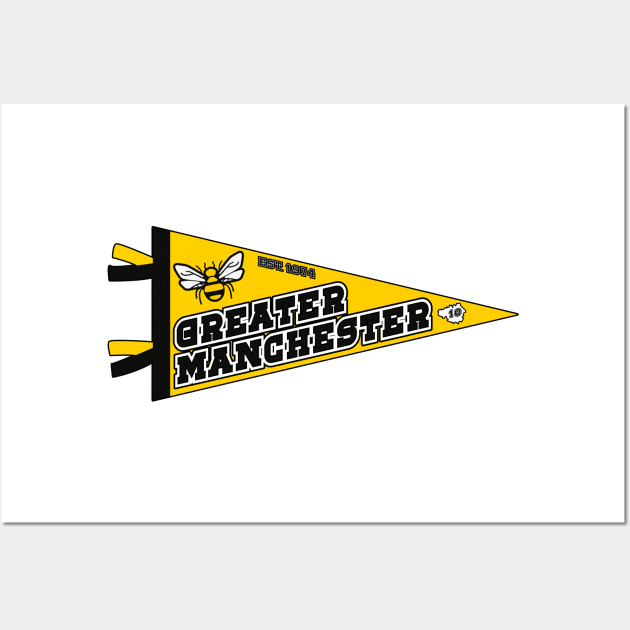 Greater Manchester Sports Varsity Pennant 1974 bee Wall Art by jimmy-digital